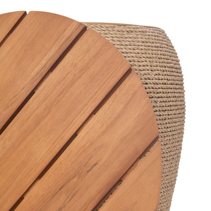 Bali Outdoor Teak and Rope Storage Side Table