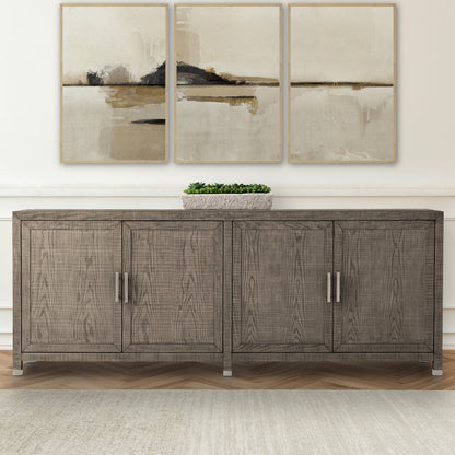 Bacara Modern Classic Wood Brushed 4 Door Sideboard 89' - Gray