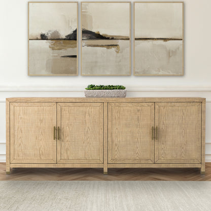 Bacara Modern Classic Wood Brushed 4 Door Sideboard 89' - Natural