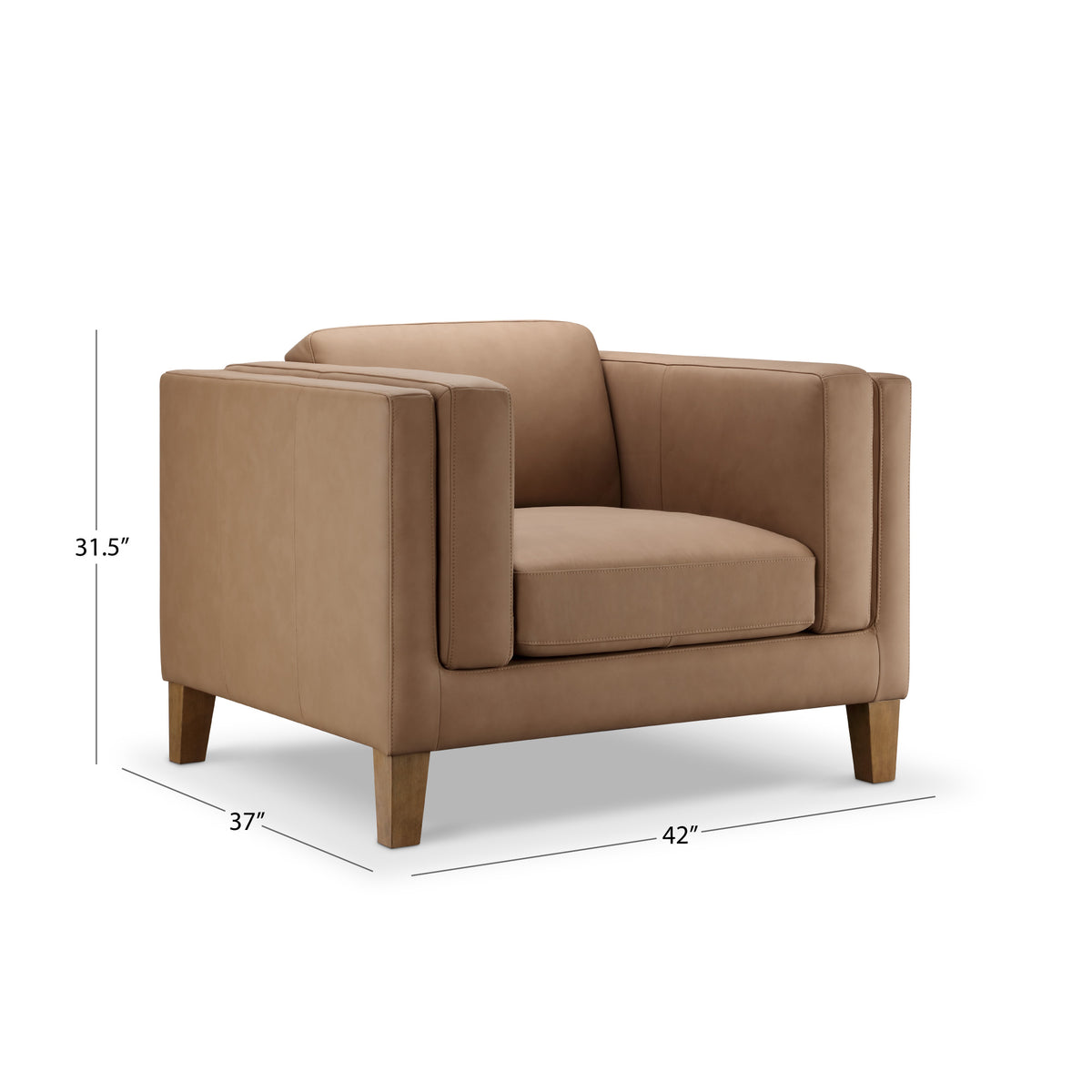 Boyd Top Grain Leather Armchair - Saddle Brown