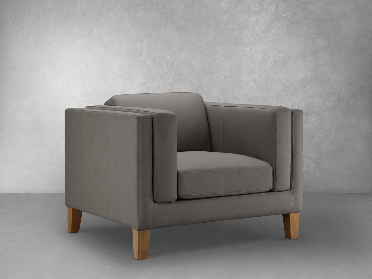Boyd Top Grain Leather Armchair - Gray