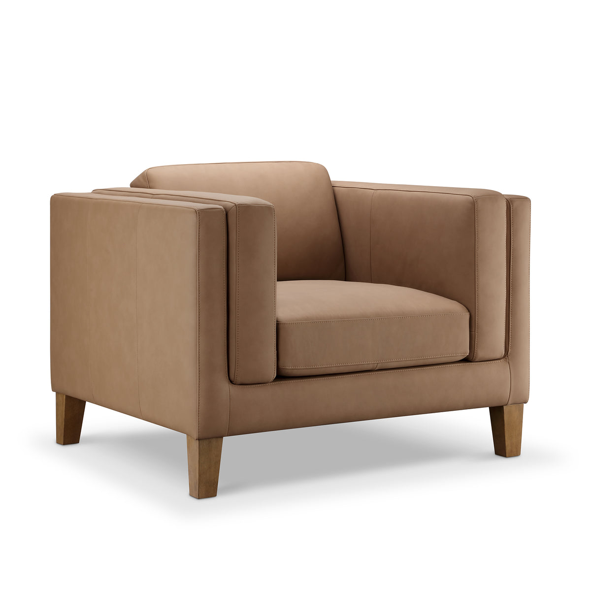 Boyd Top Grain Leather Armchair - Saddle Brown