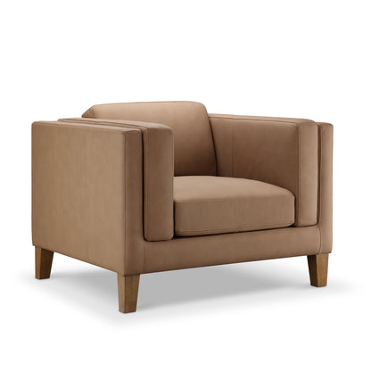 Boyd Top Grain Leather Armchair - Saddle Brown