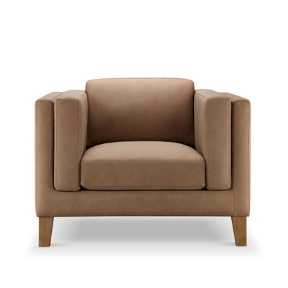 Boyd Top Grain Leather Armchair - Saddle Brown