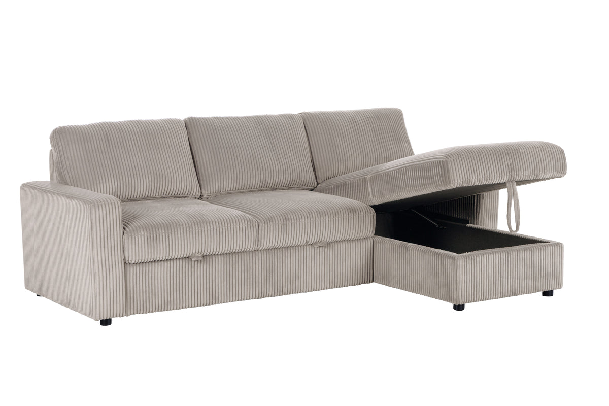 Haven Corduroy 2-pc Reversible Sleeper Sectional with Storage Chaise, Beige