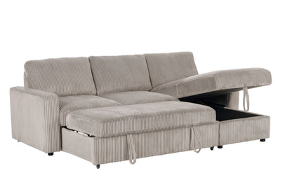 Haven Corduroy 2-pc Reversible Sleeper Sectional with Storage Chaise, Beige