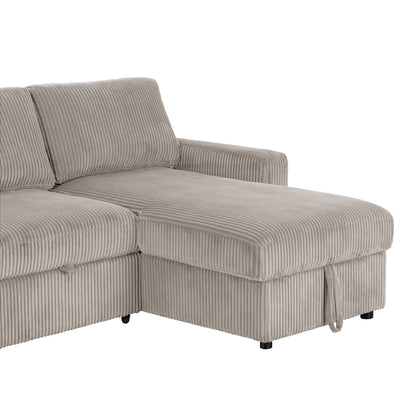 Haven Corduroy 2-pc Reversible Sleeper Sectional with Storage Chaise, Beige