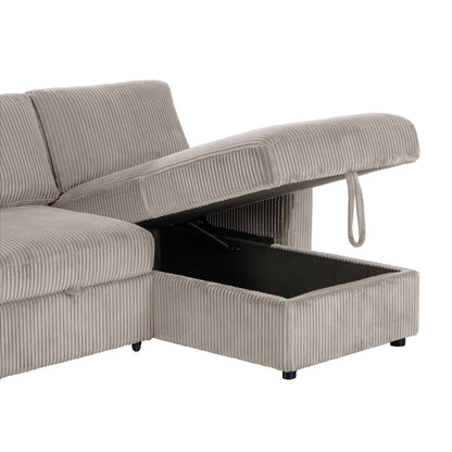 Haven Corduroy 2-pc Reversible Sleeper Sectional with Storage Chaise, Beige