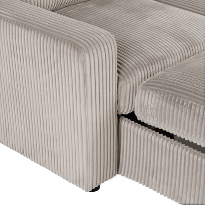 Haven Corduroy 2-pc Reversible Sleeper Sectional with Storage Chaise, Beige