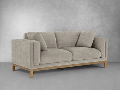 Renee Fabric Sofa with Wood Base, Gray