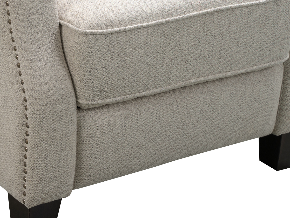 Calvin Fabric Tufted Push-Back Recliner - Cream
