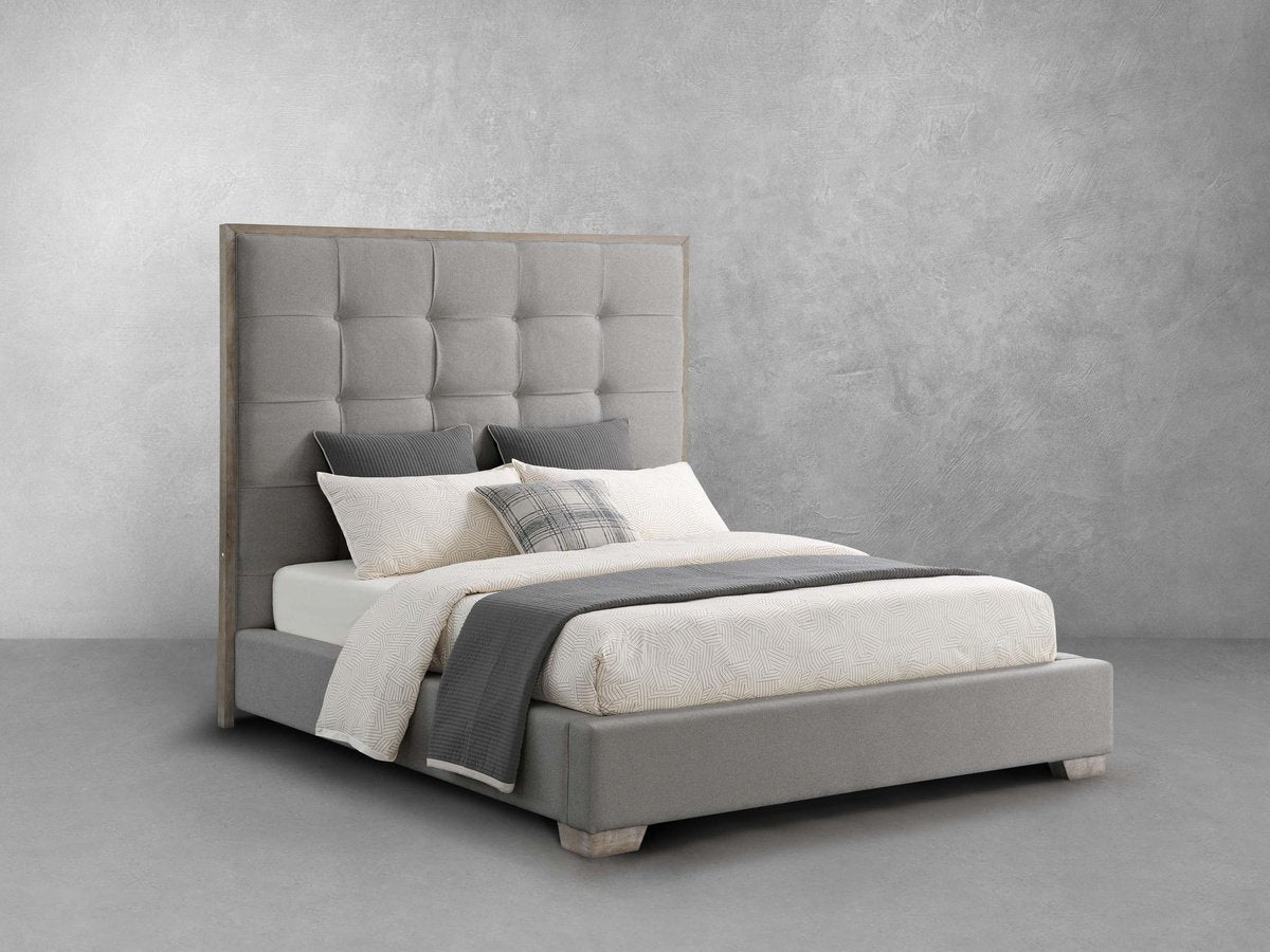Eleanor Tufted Fabric Bed - Gray - Queen