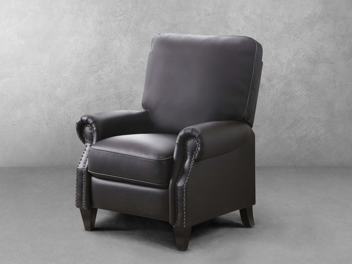 Carla Leather Pushback Recliner - Black