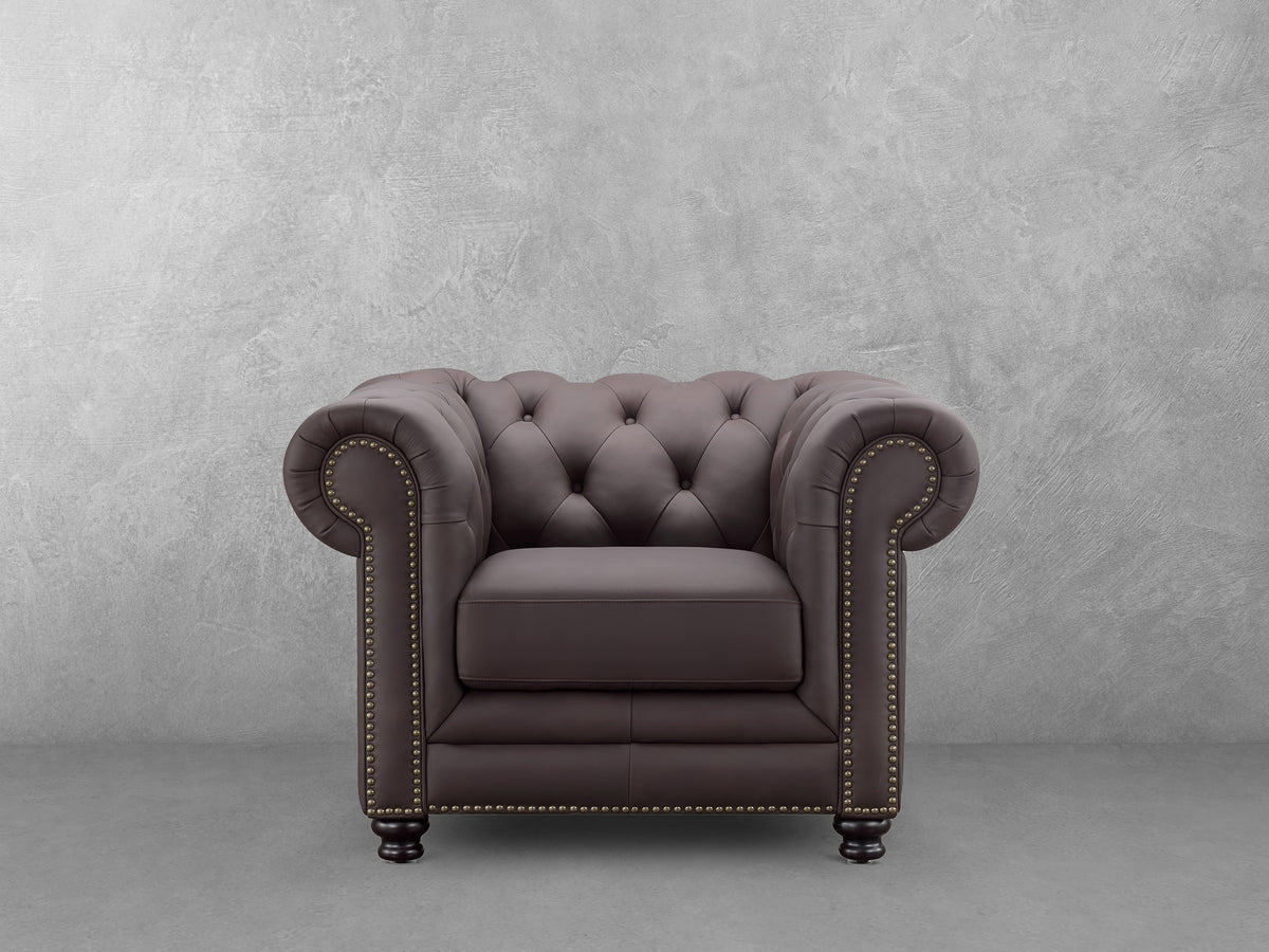 Culver Leather Chesterfield Armchair, Brown