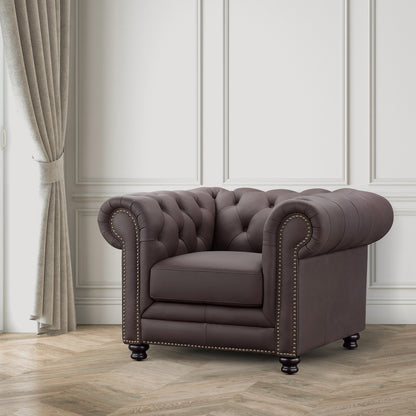 Culver Leather Chesterfield Armchair, Brown