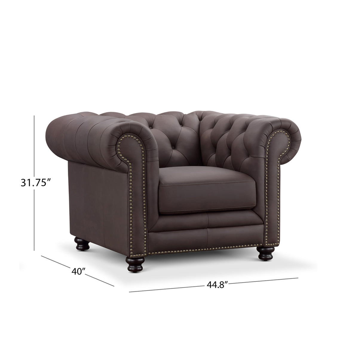 Culver Leather Chesterfield Armchair, Brown