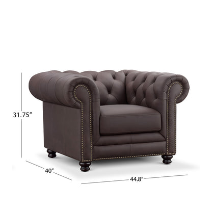 Culver Leather Chesterfield Armchair, Brown