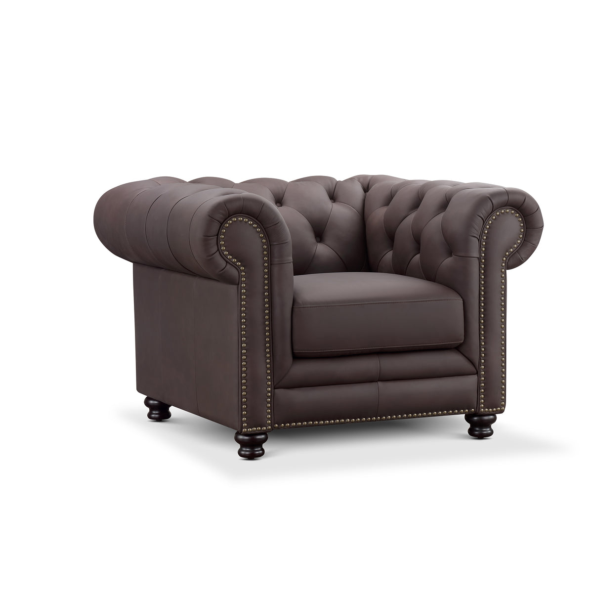 Culver Leather Chesterfield Armchair, Brown