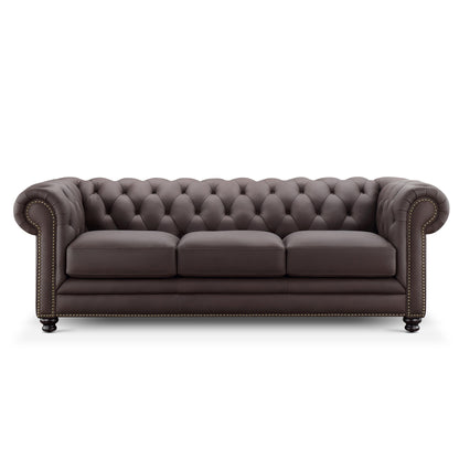 Culver Leather Chesterfield Sofa, Brown