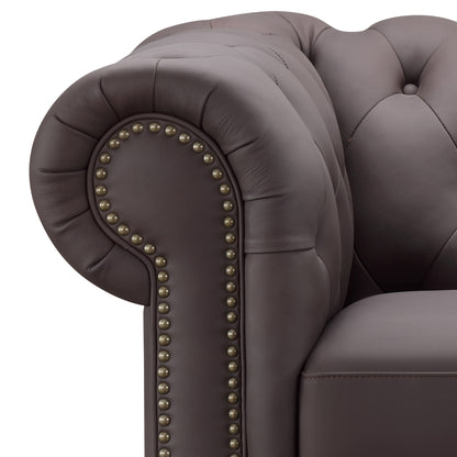 Culver Leather Chesterfield Sofa, Brown