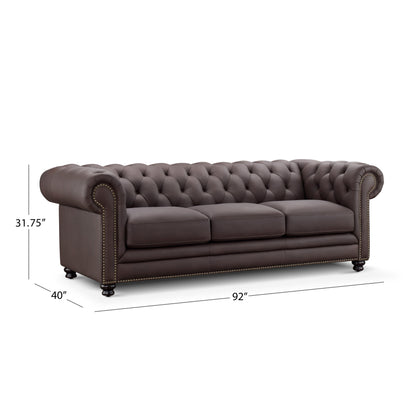Culver Leather Chesterfield Sofa, Brown