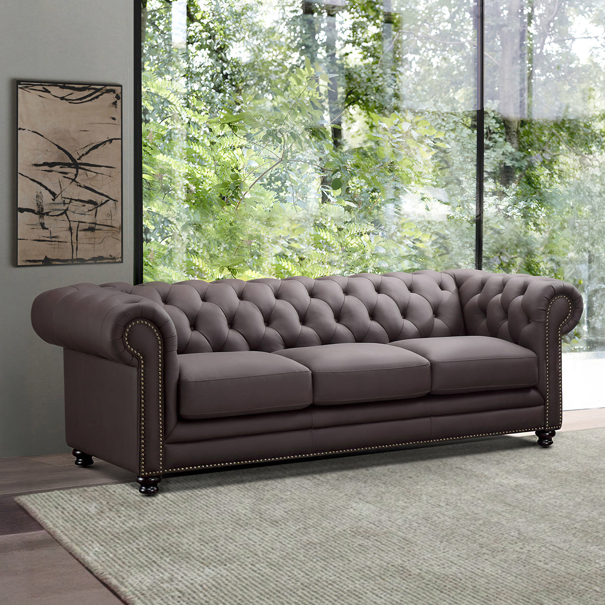 Culver Leather Chesterfield Sofa, Brown