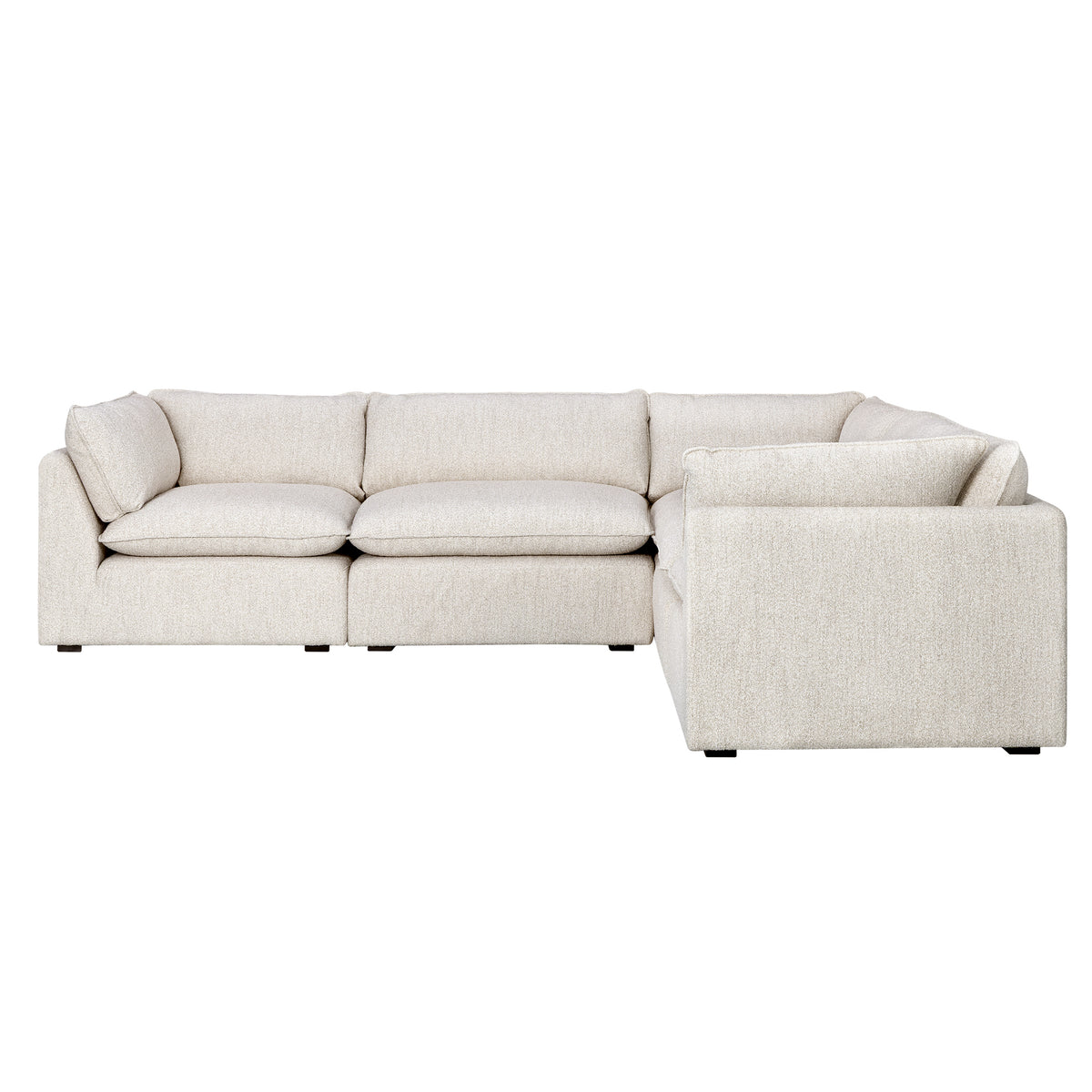 Luxe Boucle Fabric 5pc Two-Arm Sectional, Oat
