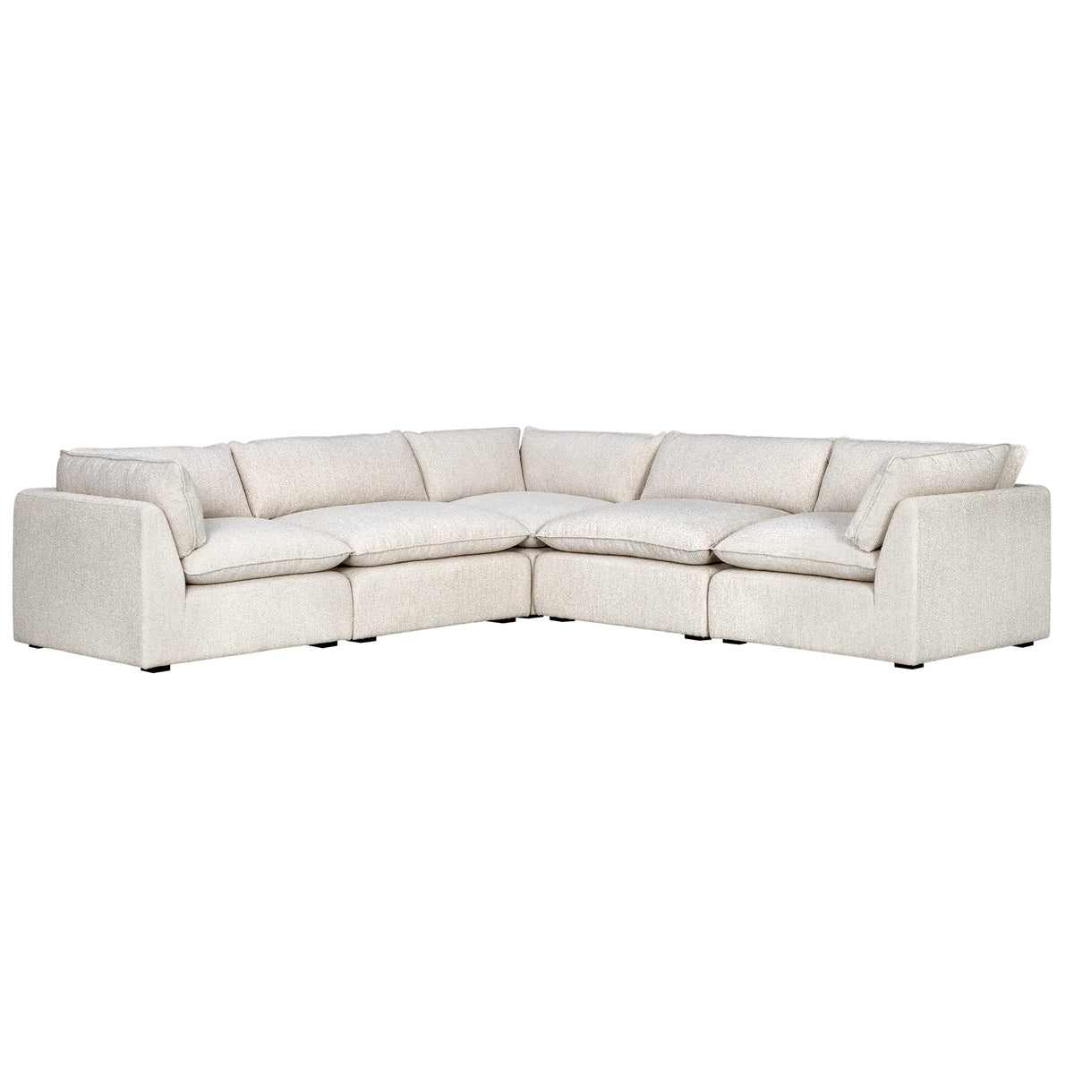 Luxe Boucle Fabric 5pc Two-Arm Sectional, Oat