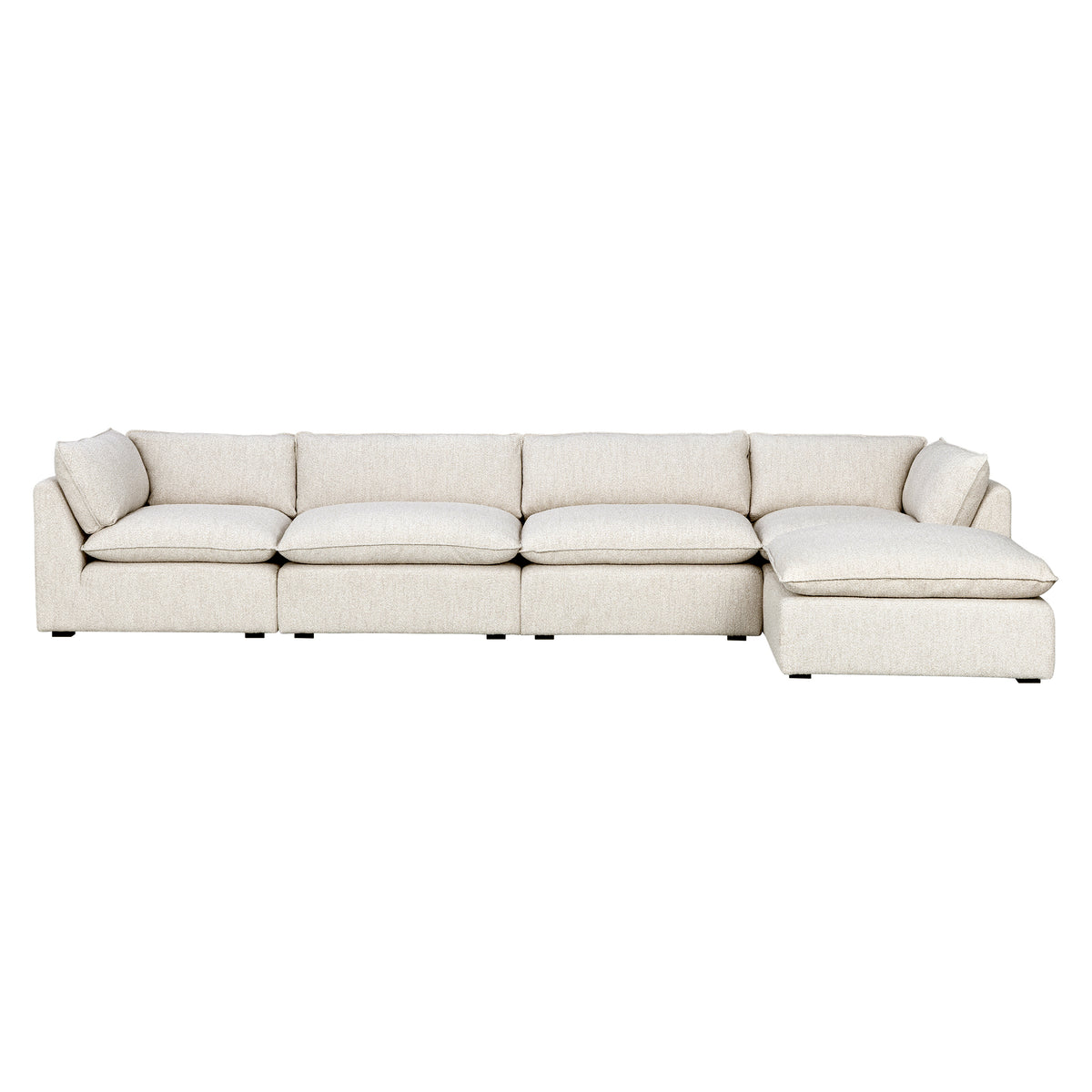 Luxe Boucle Fabric 5pc L-Shaped Sectional, Oat