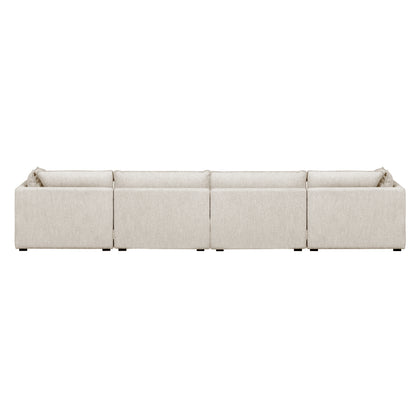 Luxe Boucle Fabric 6pc U-Shaped Sectional, Oat