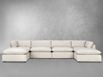 Luxe Boucle Fabric 6pc U-Shaped Sectional, Oat