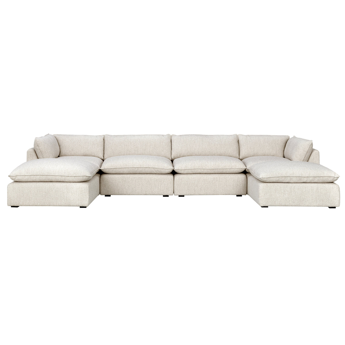 Luxe Boucle Fabric 6pc U-Shaped Sectional, Oat