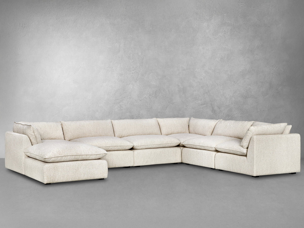Luxe Boucle Fabric 7pc L-Shaped Sectional, Oat