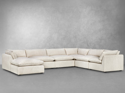 Luxe Boucle Fabric 7pc L-Shaped Sectional, Oat