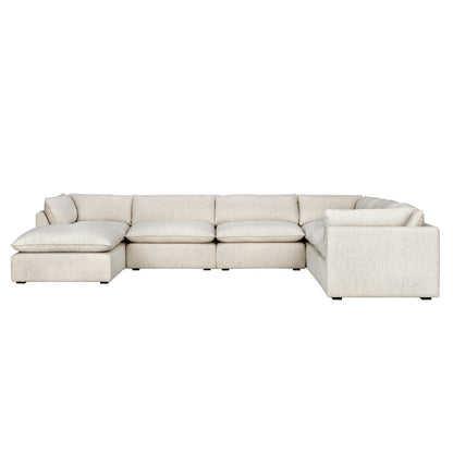 Luxe Boucle Fabric 7pc L-Shaped Sectional, Oat
