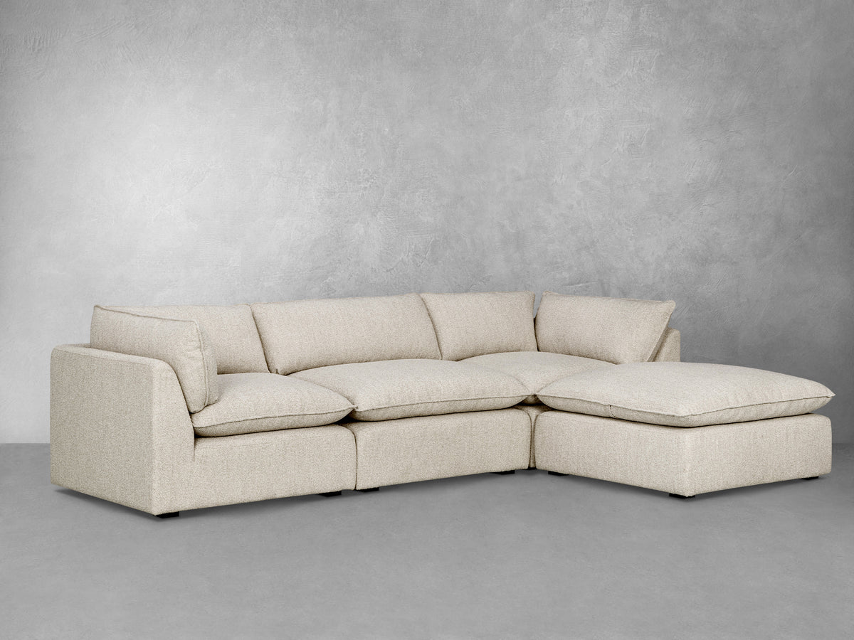 Luxe Boucle Fabric 4pc Sectional, Oat