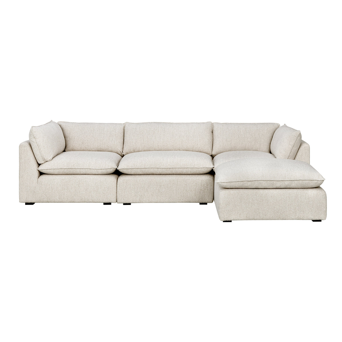 Luxe Boucle Fabric 4pc Sectional, Oat