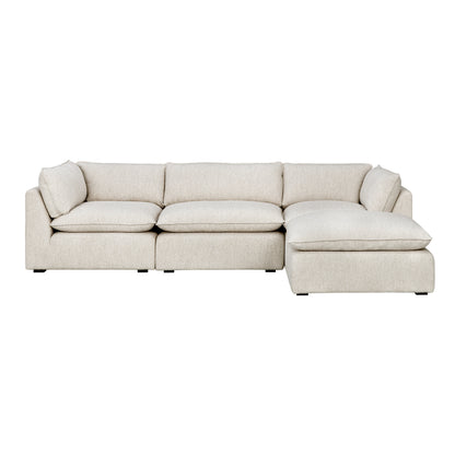 Luxe Boucle Fabric 4pc Sectional, Oat