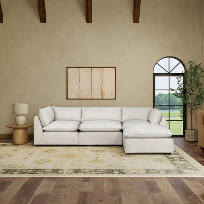 Luxe Boucle Fabric 4pc Sectional, Oat