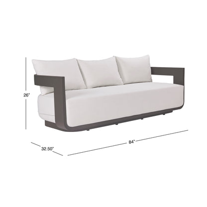 Sedona Outdoor Sofa, Sunbrella Cast Pumice And Bronze Aluminum