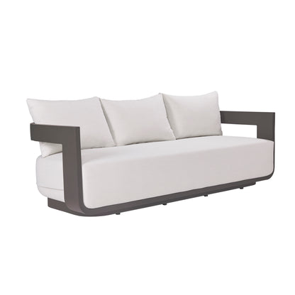 Sedona Outdoor Sofa, Sunbrella Cast Pumice And Bronze Aluminum
