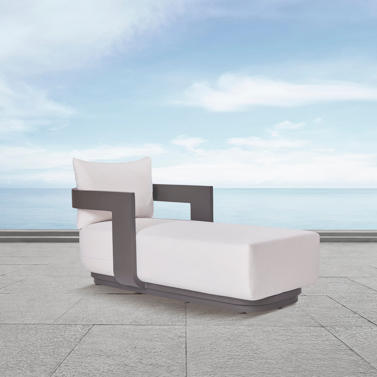 Sedona Outdoor Chaise Lounger, Sunbrella Cast Pumice And Bronze Aluminum