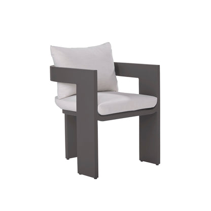 Sedona Outdoor Dining Chair Set Of 2, Sunbrella Cast Pumice And Bronze Aluminum