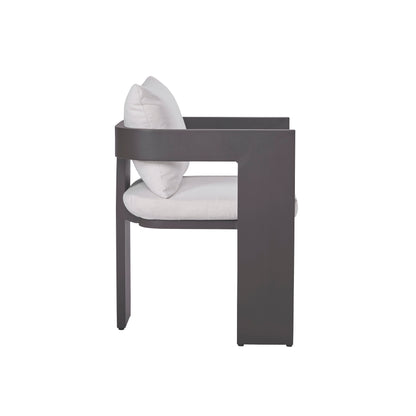 Sedona Outdoor Dining Chair Set Of 2, Sunbrella Cast Pumice And Bronze Aluminum