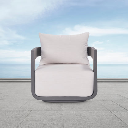 Sedona Outdoor Swivel Chair, Sunbrella Cast Pumice And Bronze Aluminum