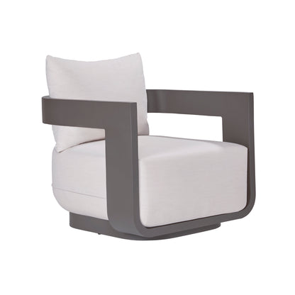 Sedona Outdoor Swivel Chair, Sunbrella Cast Pumice And Bronze Aluminum