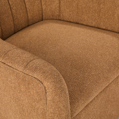 Bristol Fabric Channeled Swivel Chair, Orange