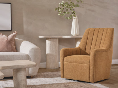 Bristol Fabric Channeled Swivel Chair, Orange
