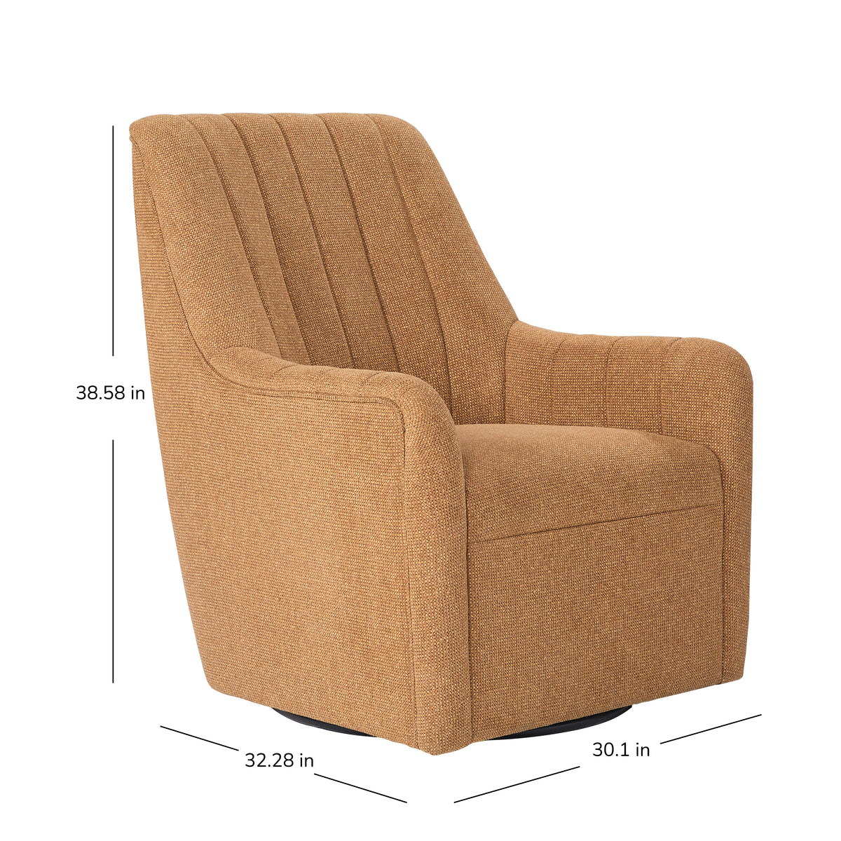 Bristol Fabric Channeled Swivel Chair, Orange