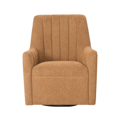 Bristol Fabric Channeled Swivel Chair, Orange